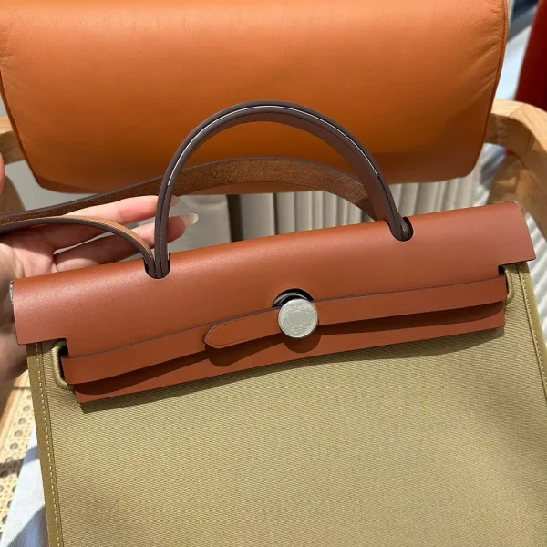 Hermes Herbag 31cm Brown Canvas - Image 8