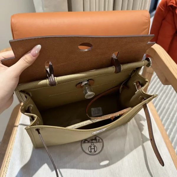 Hermes Herbag 31cm Brown Canvas - Image 12