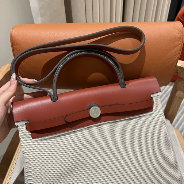 Hermes Herbag 31cm Beige Red - Image 9