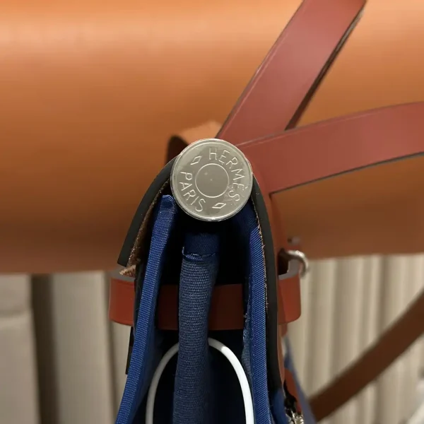Hermes Herbag 31cm Blue Canvas - Image 6