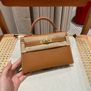 Hermes Kelly Brown Epsom Gold