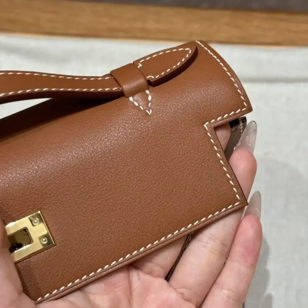Hermes Kelly Pochette Swift Brown - Image 4