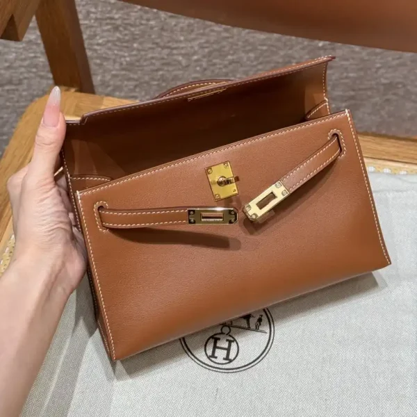 Hermes Kelly Pochette Swift Brown - Image 11