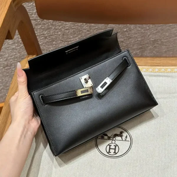Hermes Kelly Pochette Swift Black - Image 11