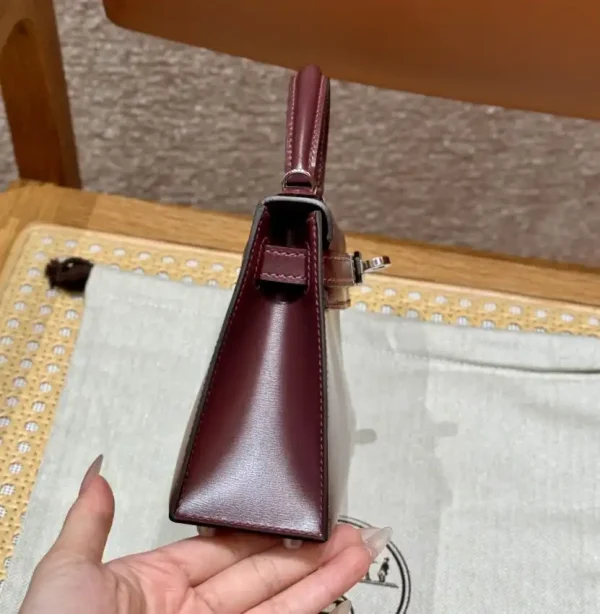 Hermes Kelly Rouge  Box Silver - Image 3