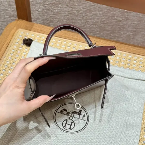 Hermes Kelly Rouge  Box Silver - Image 4
