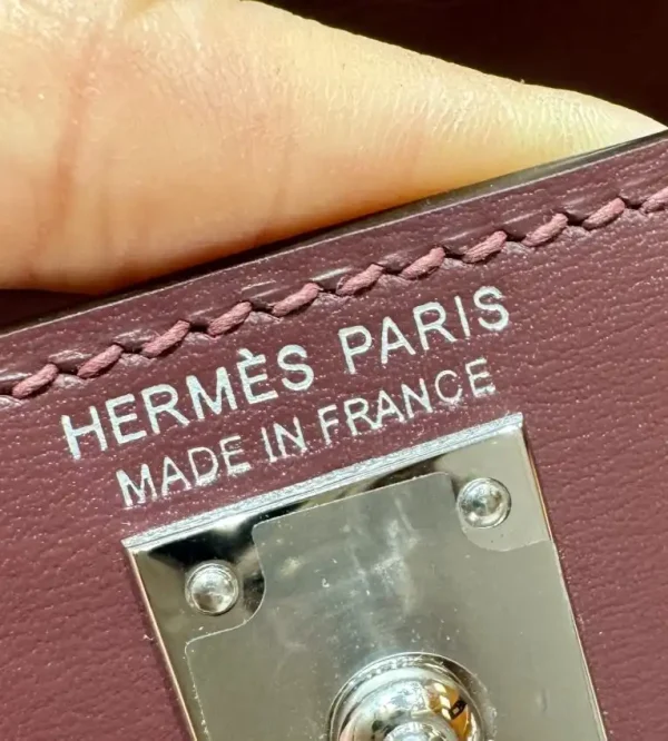 Hermes Kelly Rouge  Box Silver - Image 6