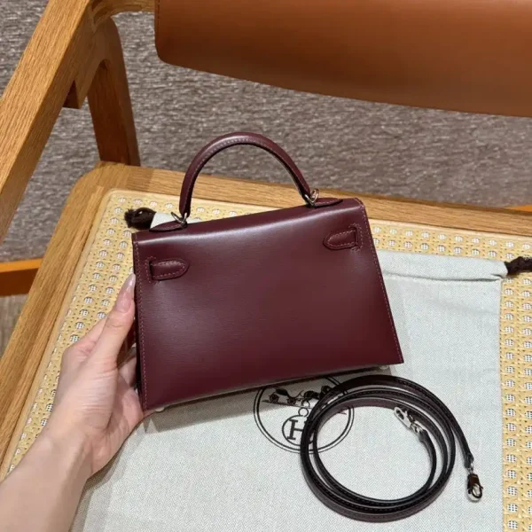 Hermes Kelly Rouge  Box Silver - Image 8