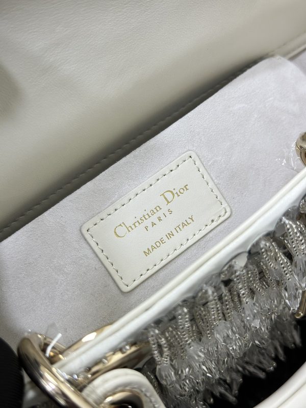 The Small Lady D Bag Silver Embroidered Tassels - Image 6