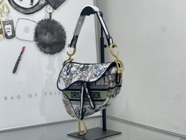 Dior Embroidered Blue Dior Large Size Saddle Bag - Image 6