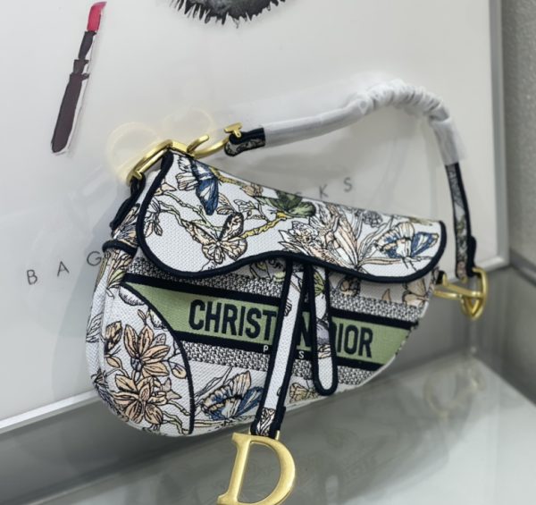 Dior Embroidered Blue Dior Large Size Saddle Bag