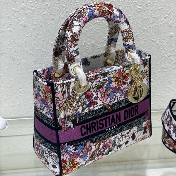 Lady Diana Embroidered Multi-colored Flowers Bag