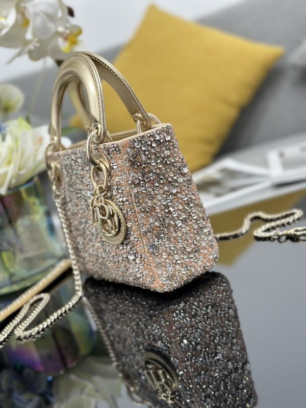 The Lady Dior Three-grid Embroidered Diamond-Beaded bag - Image 9