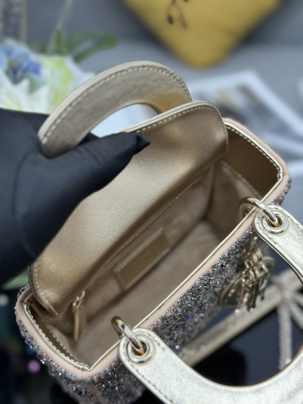 The Lady Dior Three-grid Embroidered Diamond-Beaded bag - Image 3