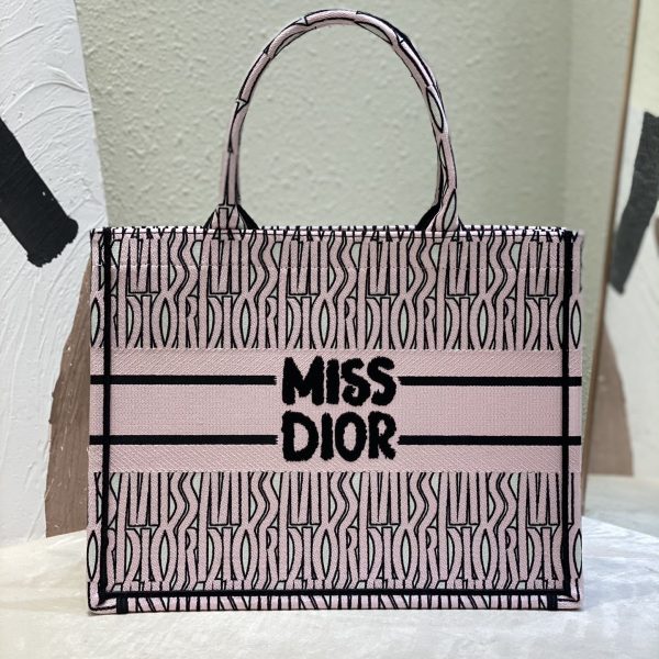 Dior White and Pink Miss Dior Allover Embroidery Bag