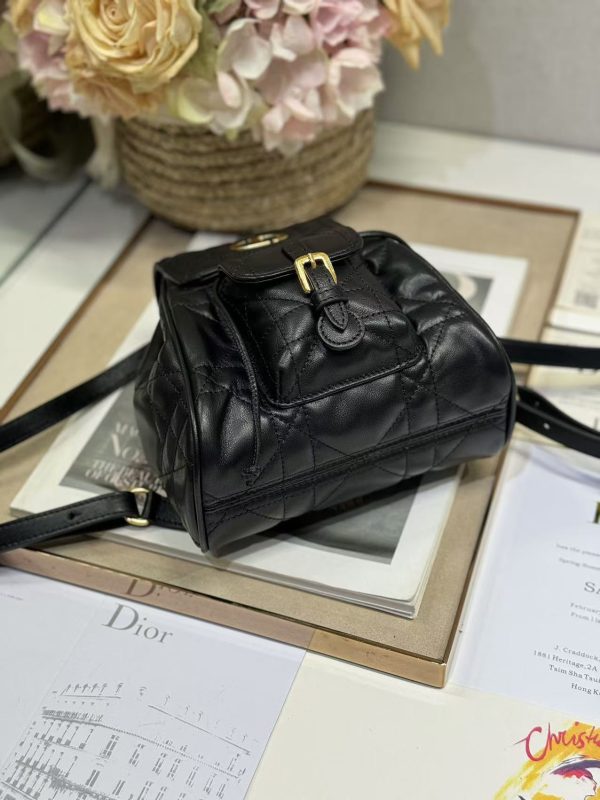 Small Dior Caro Backpack Black Color - Image 6