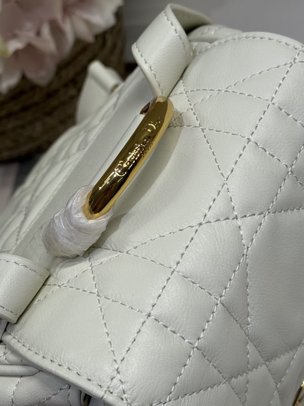 Medium Dior Caro Backpack White Color - Image 8