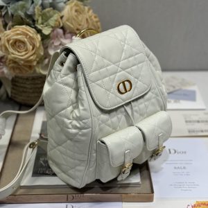 Medium Dior Caro Backpack White Color