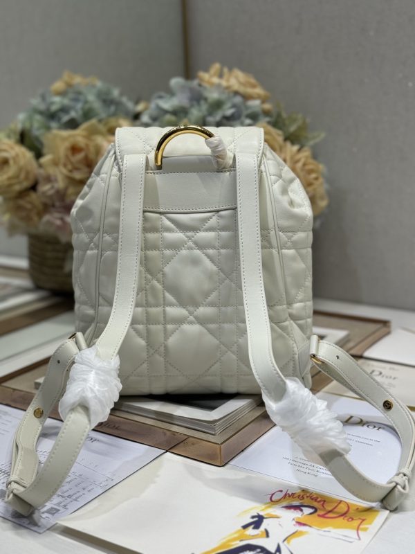 Medium Dior Caro Backpack White Color - Image 4