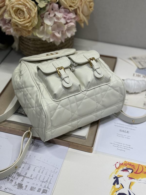Medium Dior Caro Backpack White Color - Image 2