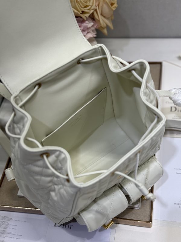 Medium Dior Caro Backpack White Color - Image 10