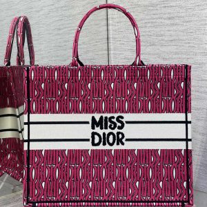 Dior Red Miss Dior Allover Embroidery Bag