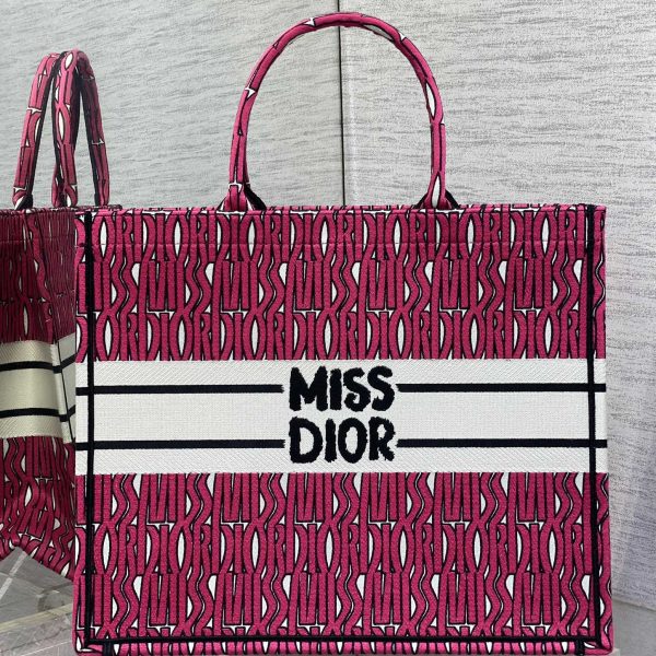 Dior Red Miss Dior Allover Embroidery Bag