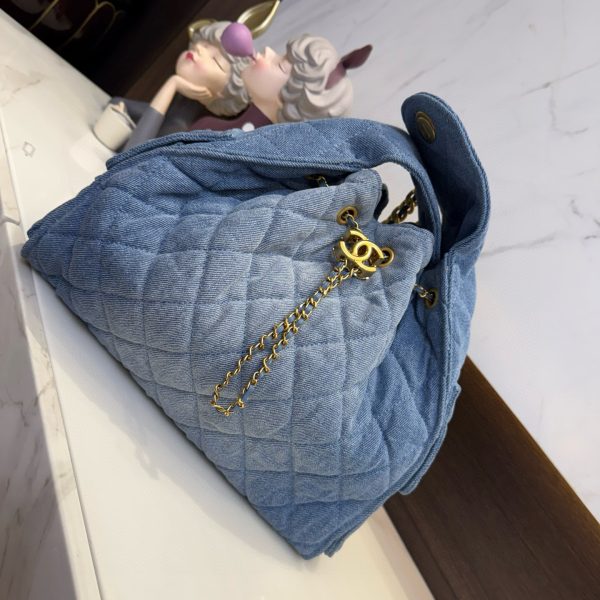 CHANEL Drawstring Bucket Deni Bag