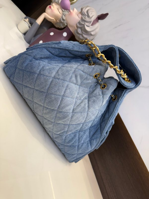 CHANEL Drawstring Bucket Deni Bag - Image 3