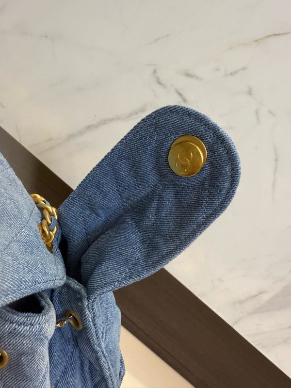CHANEL Drawstring Bucket Deni Bag - Image 10