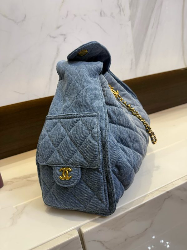 CHANEL Drawstring Bucket Deni Bag - Image 7