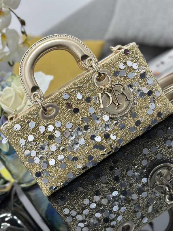 Dior Medium Lady D-Joy Gold Sequins - Image 7