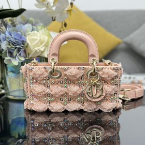 Small Lady D-Joy Pink Embroidered Lace Bag