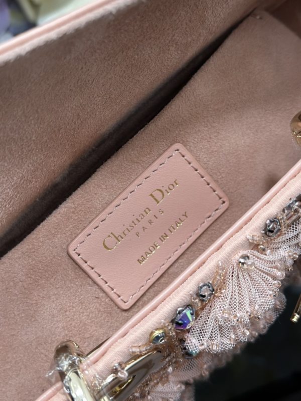 Small Lady D-Joy Pink Embroidered Lace Bag - Image 3