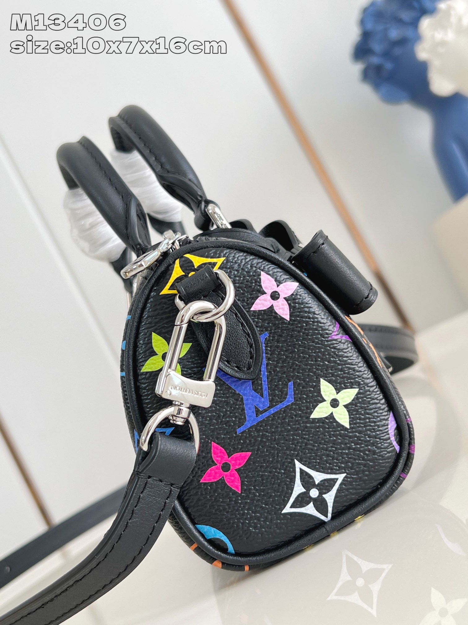 LV Black Nano Speedy Handbag - Image 9