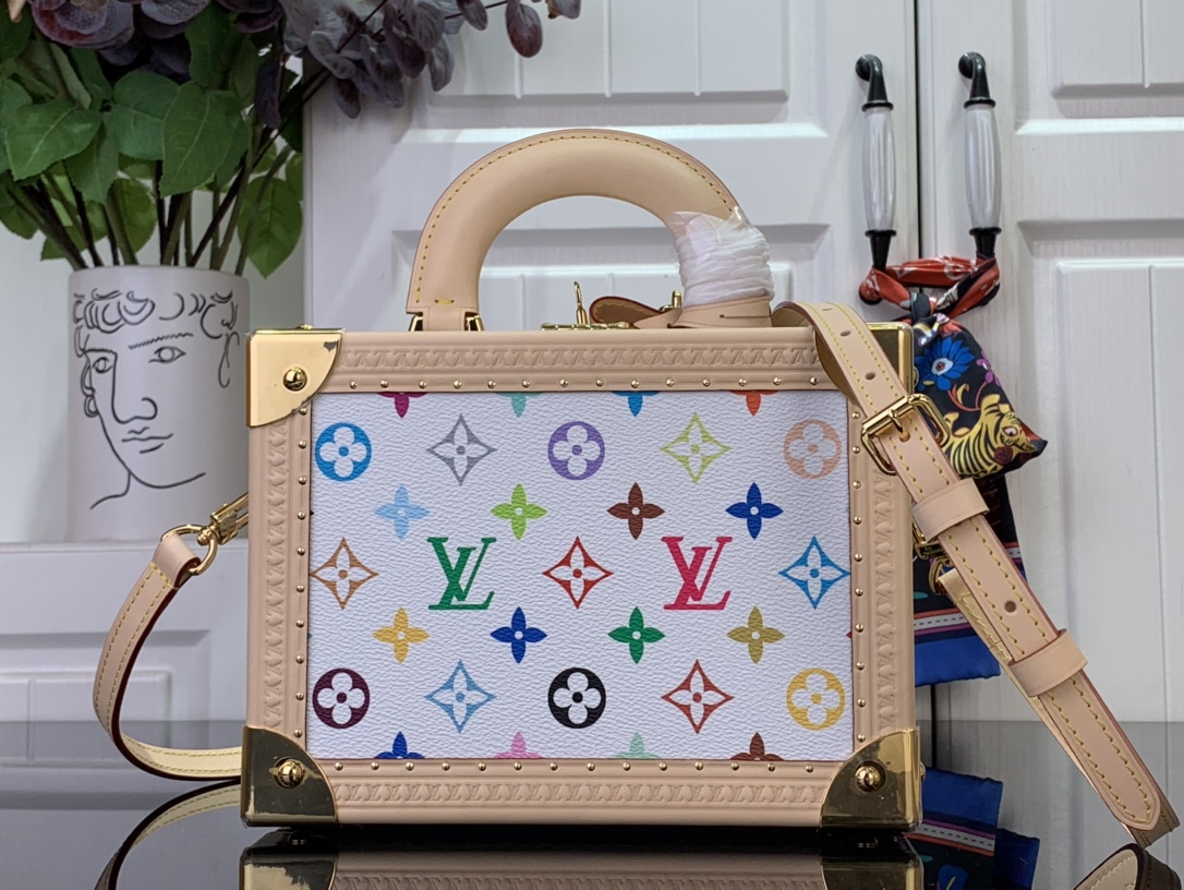 LV x TM St Small Suitcase White and Tri-Color Box and Bag