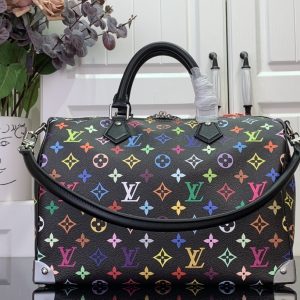 LV Black Speedy Soft 30 Handbag