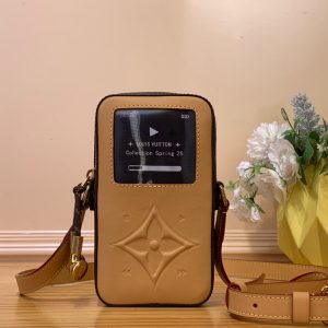 Wearable Wallet Cowhide Leather and Monogram Canvas Bag