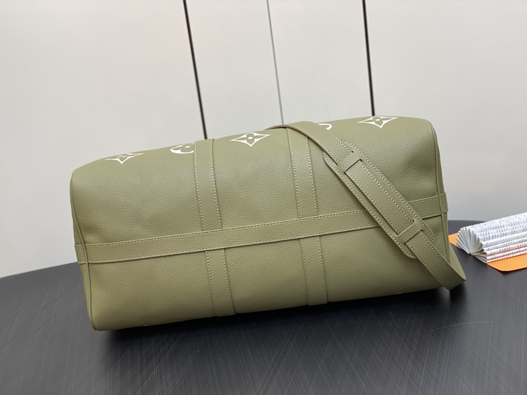 Grass Green Full Leather Embossed Silkscreen Travel Bag - Image 3