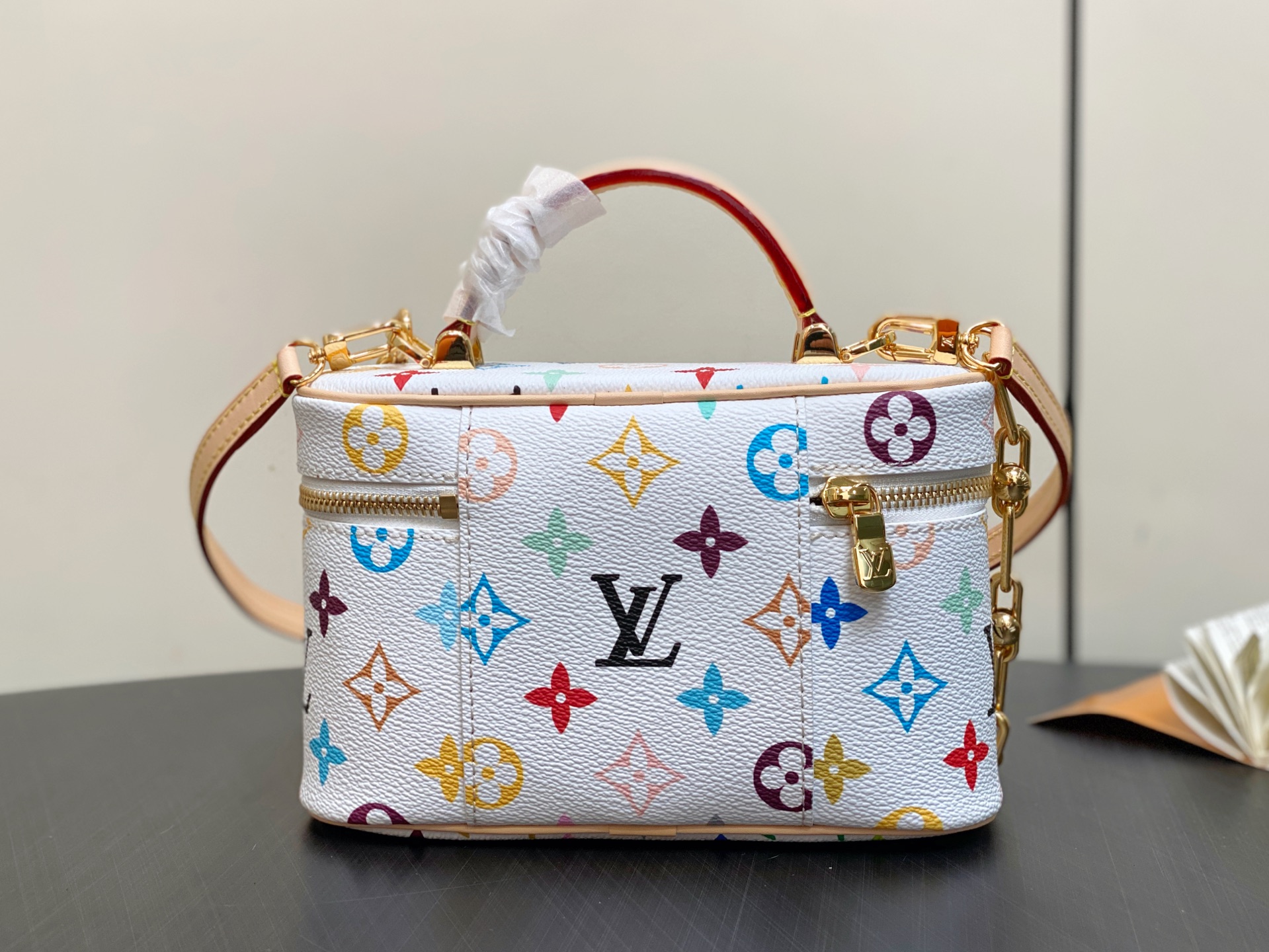 White LV x TM Vanity Chain Pouch Cosmetic Bag - Image 2