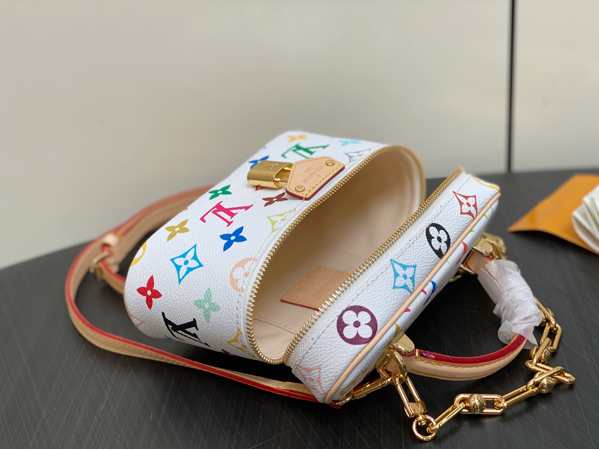 White LV x TM Vanity Chain Pouch Cosmetic Bag - Image 9