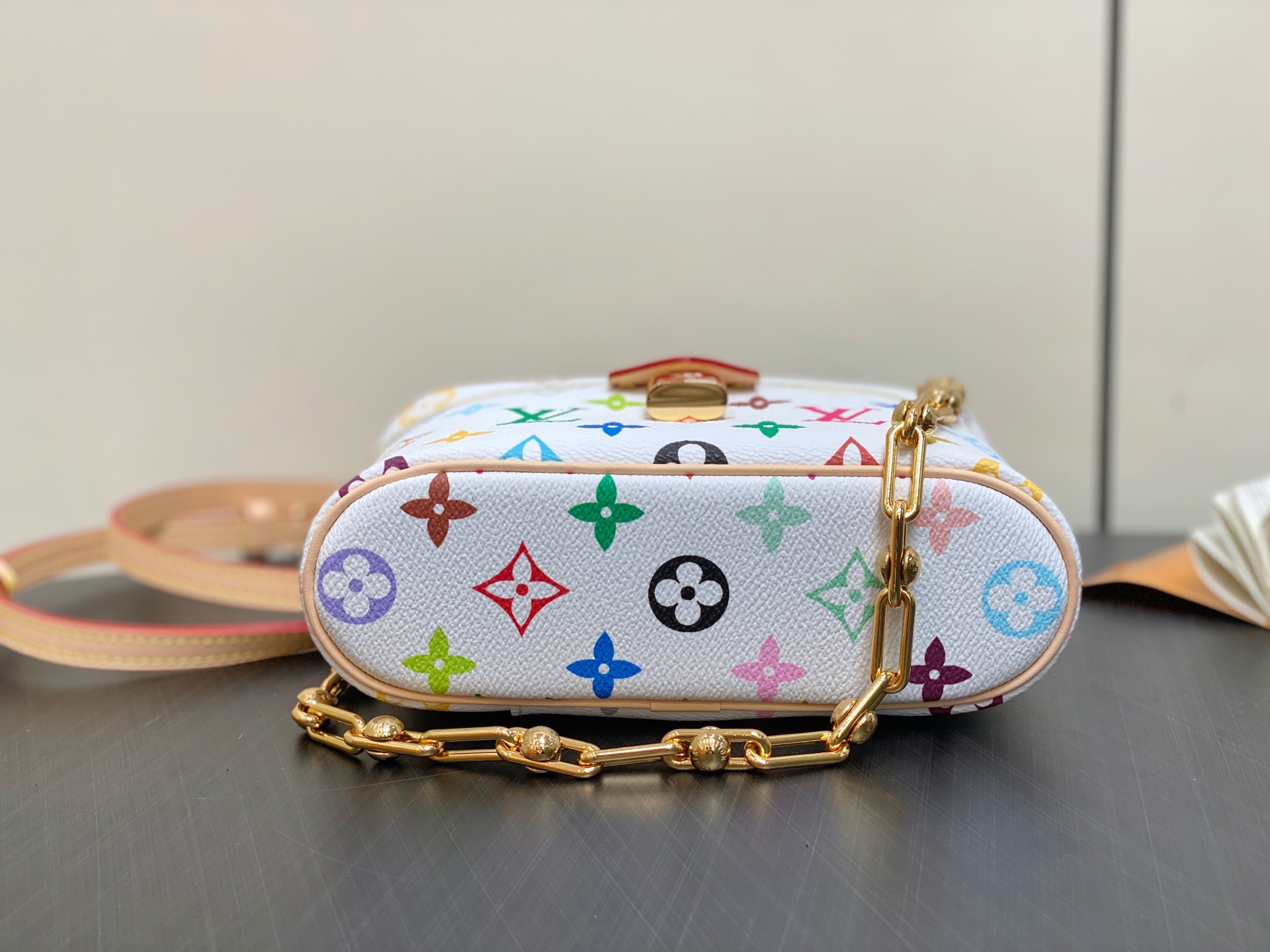 White LV x TM Vanity Chain Pouch Cosmetic Bag - Image 10