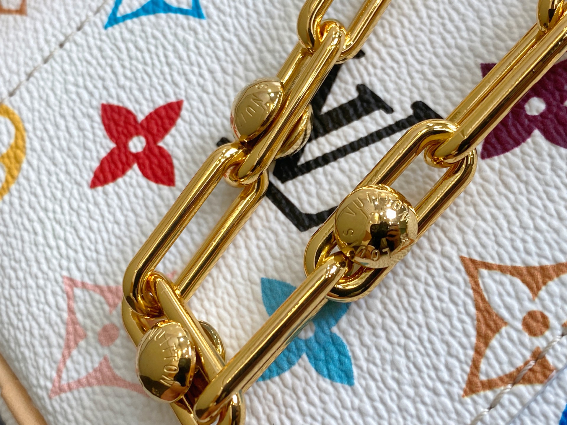 White LV x TM Vanity Chain Pouch Cosmetic Bag - Image 12