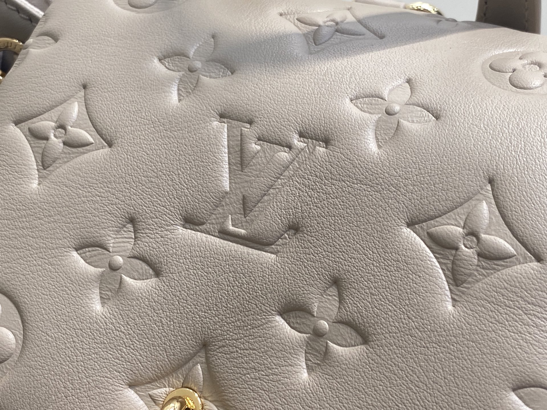 Gray Small Full Leather Embossed Backpack Coussin Backpack - Image 13