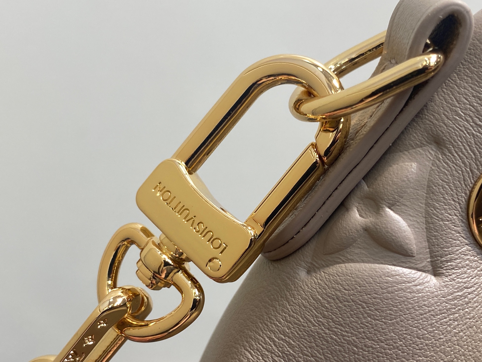 Gray Small Full Leather Embossed Backpack Coussin Backpack - Image 11