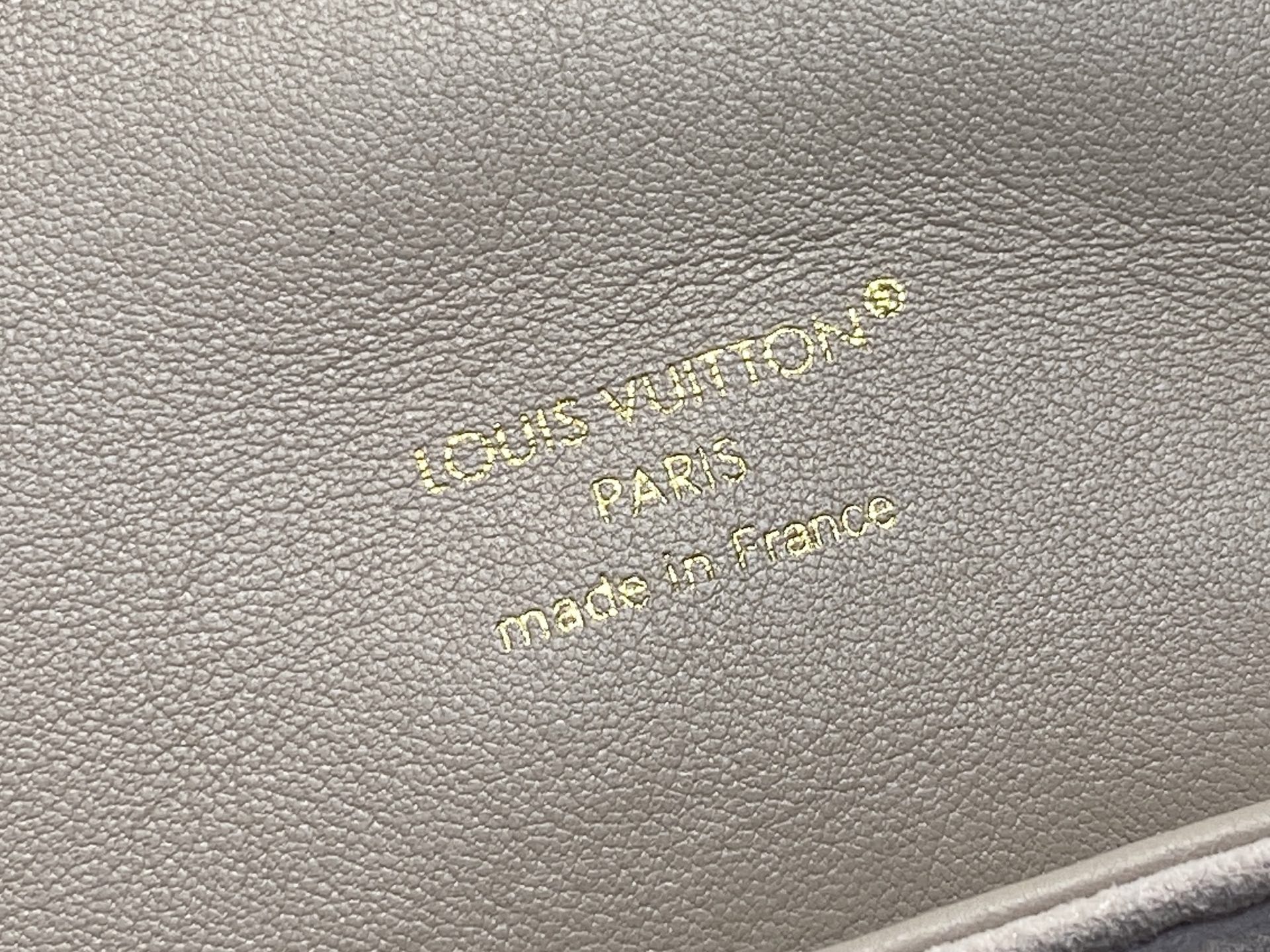 Gray Small Full Leather Embossed Backpack Coussin Backpack - Image 7