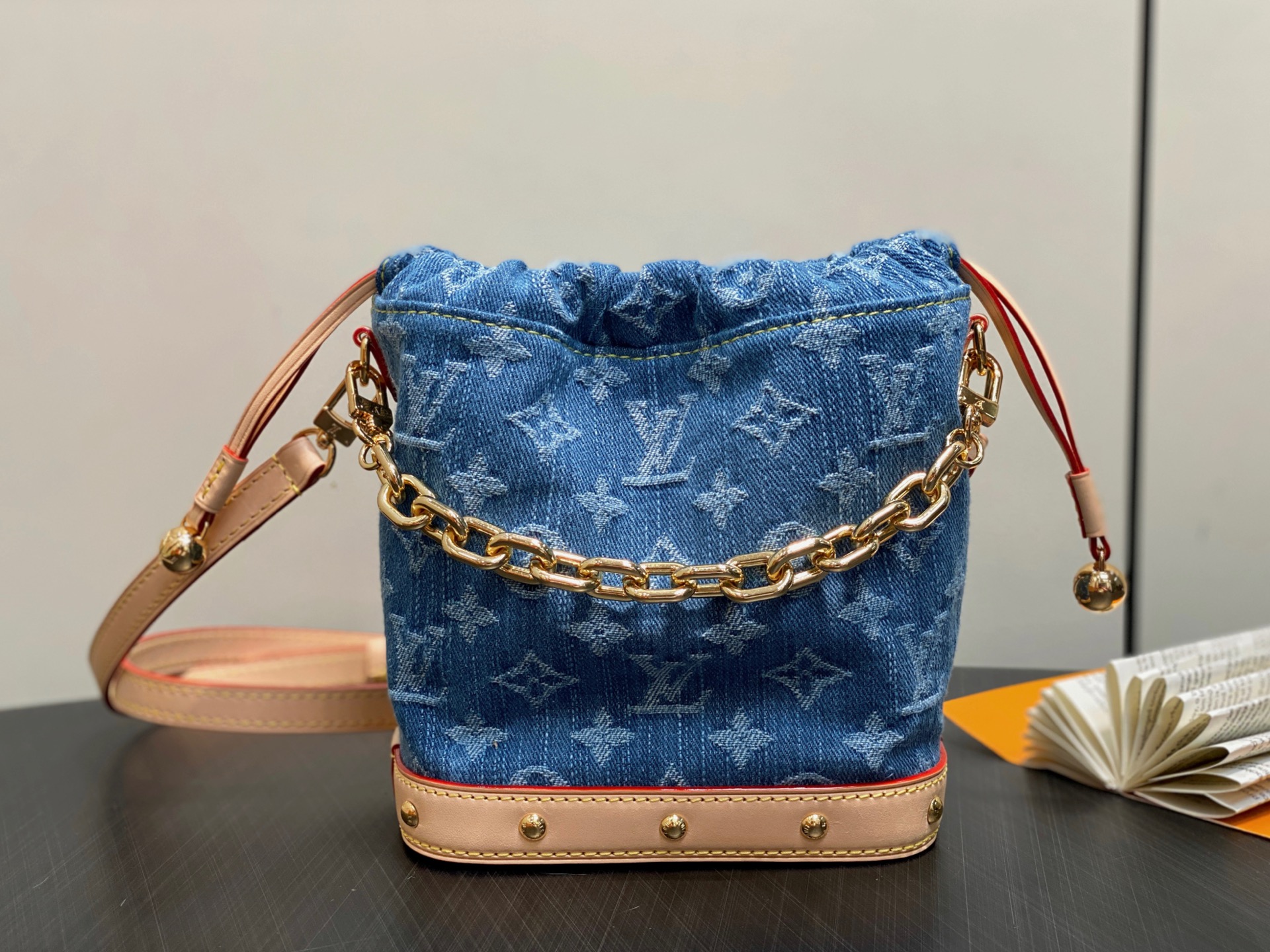 Louis Vuitton Blue Denim Chain Bucket Bag